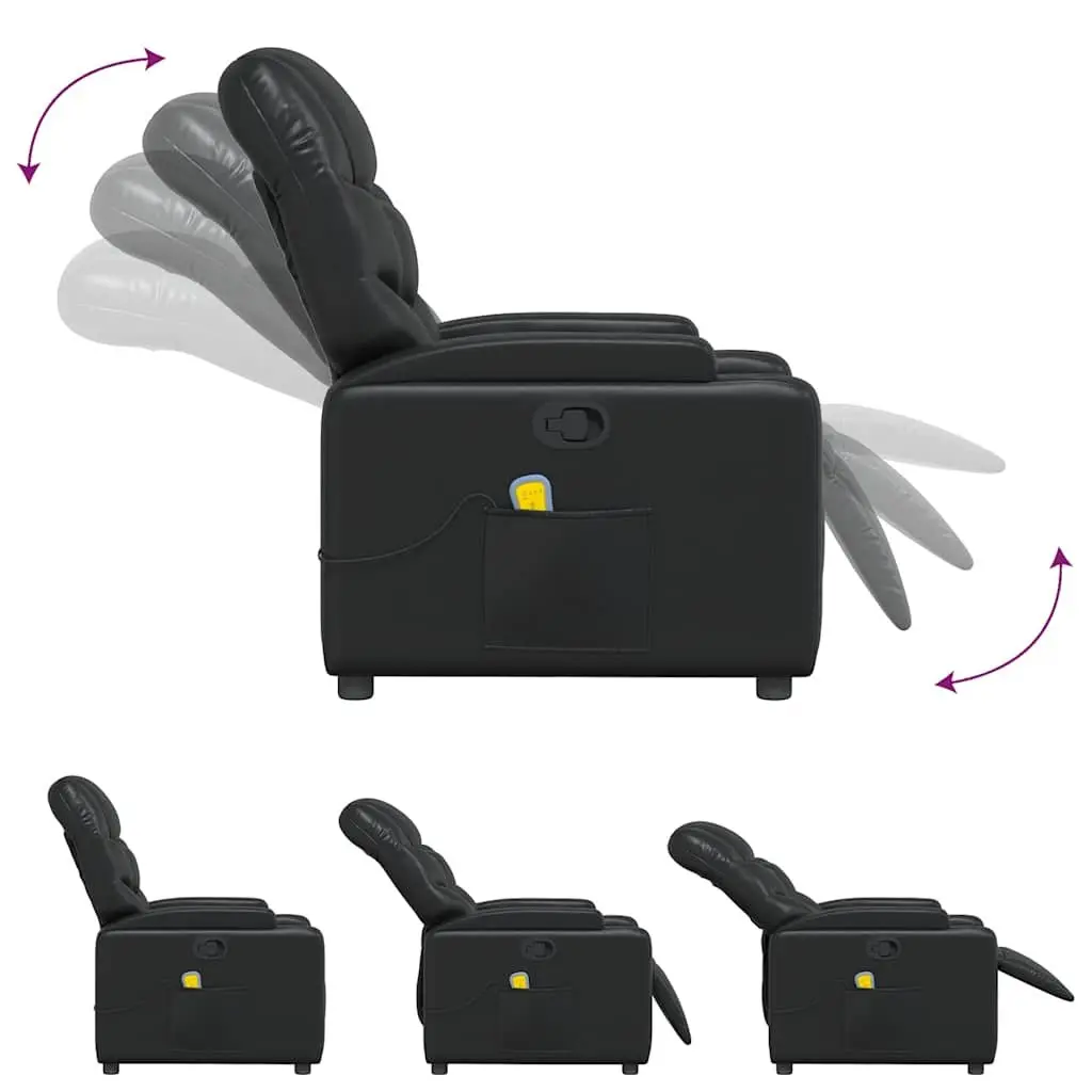 Massage Recliner Chair Manual Recline Vibration 6 Points Black Faux Leather
