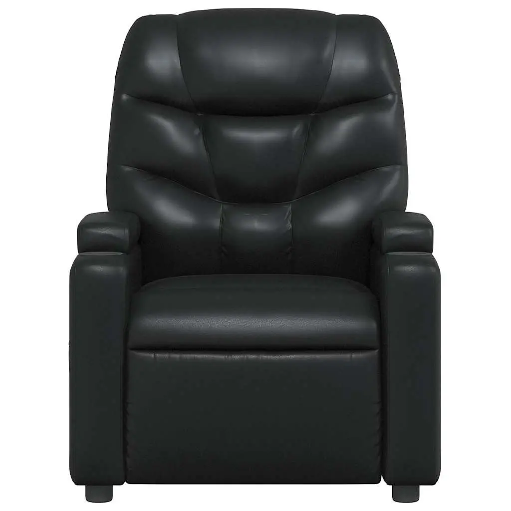 Massage Recliner Chair Manual Recline Vibration 6 Points Black Faux Leather