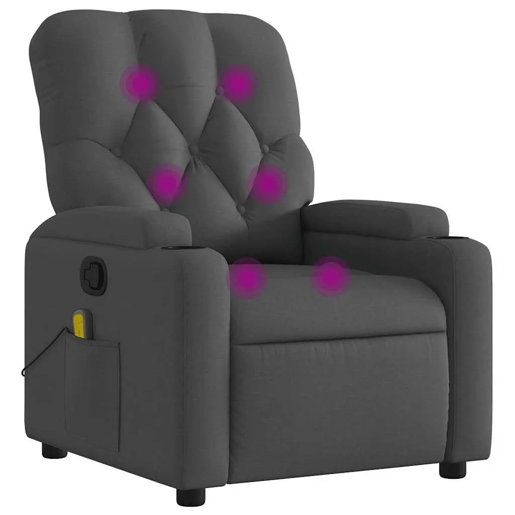 Massage Recliner Chair Manual Recline Vibration Grey Fabric