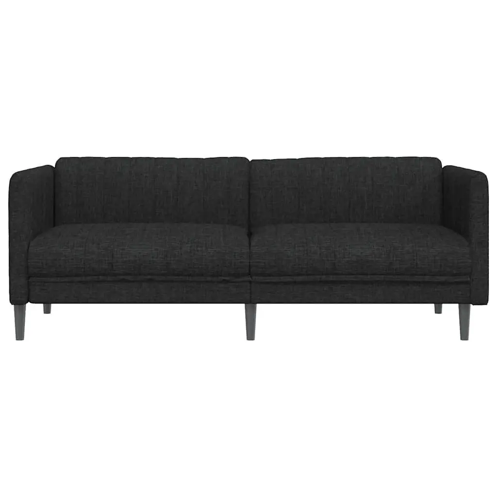 3-Seater Sofa Black Fabric Living Room Couch Comfortable Padded Armrests