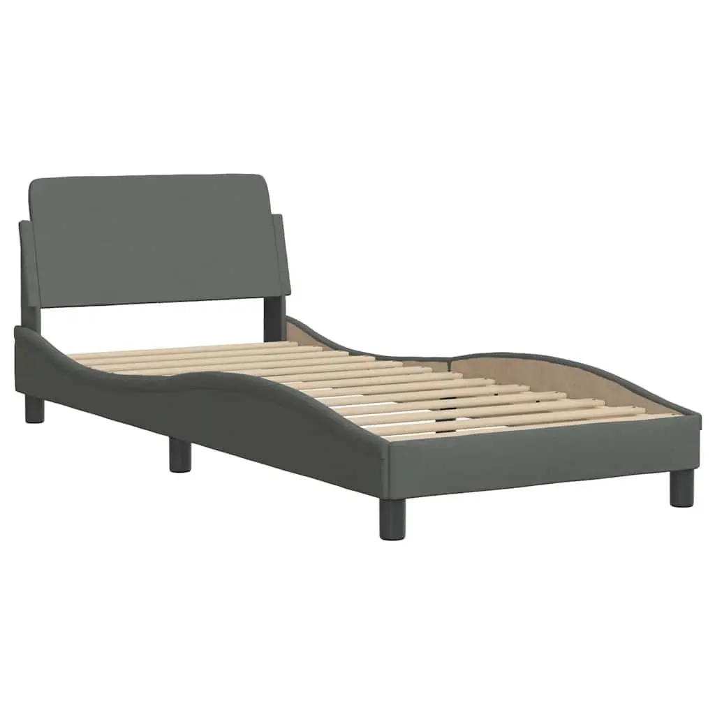 Bed Frame Fabric Headboard 90x190 cm Grey