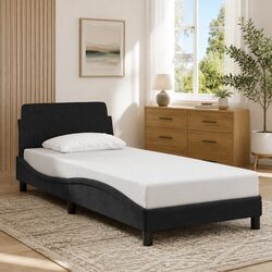 Bed Frame with Headboard Dover Black 90x190 cm Velvet Upholstery Bedroom