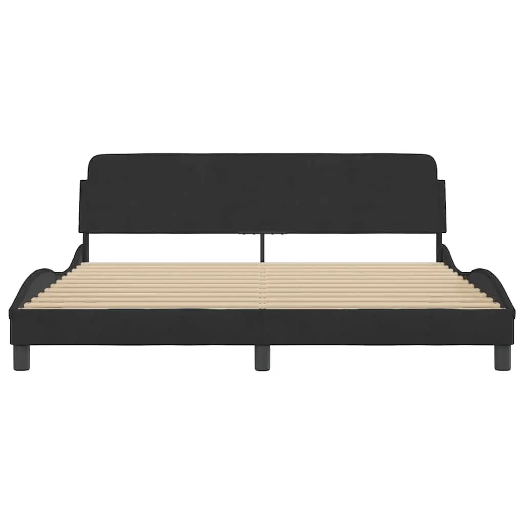 King Bed Frame Black Velvet 180x200 cm with Headboard Slat Base