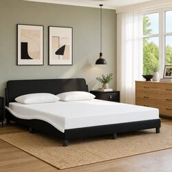 King Bed Frame 180x200 cm with Headboard Black White Faux Leather Bedroom