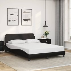 Double Bed Frame with Headboard Black Faux Leather Bedroom Furniture Slats