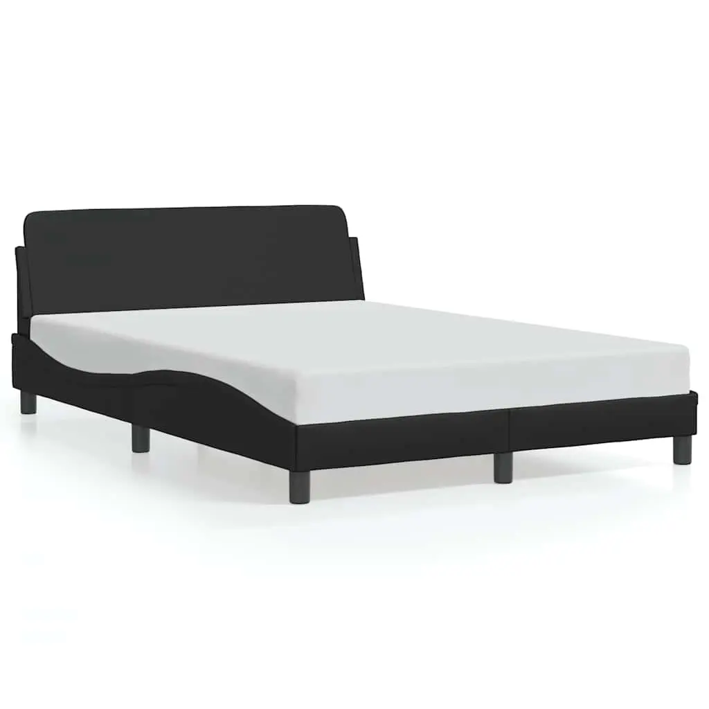 Double Bed Frame with Headboard Black Faux Leather Bedroom Furniture Slats