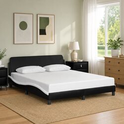 Queen Bed Frame Black Faux Leather Headboard 152x203cm Bedroom Furniture