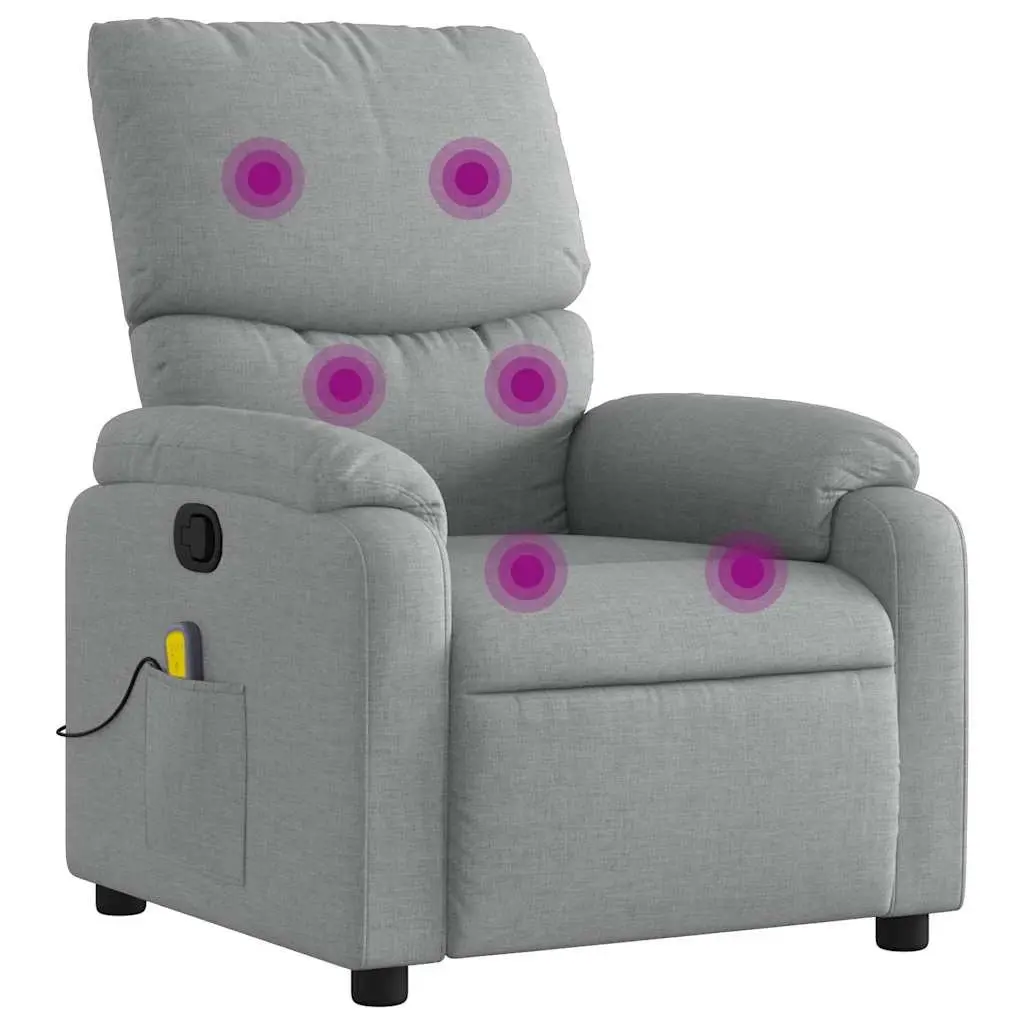 Massage Recliner Chair Manual Reclining Light Grey Fabric Vibration Massage