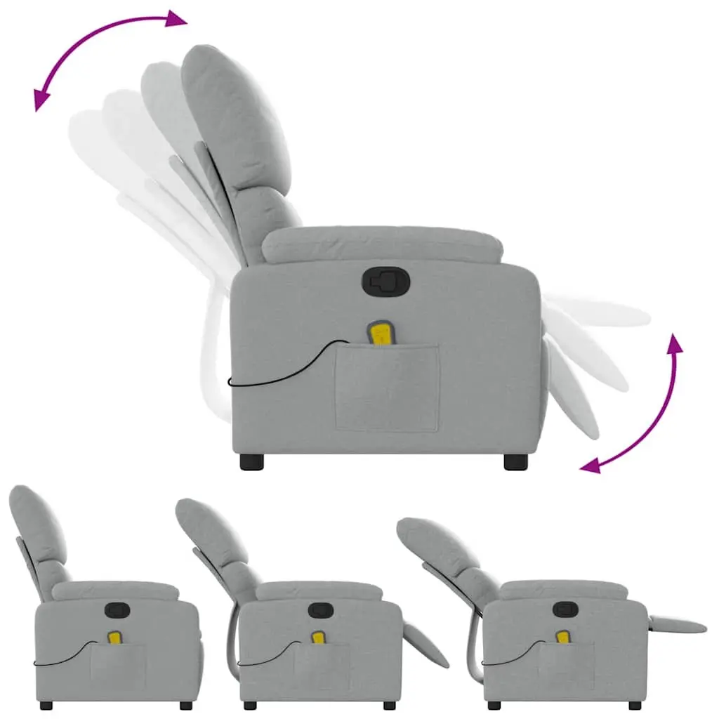 Massage Recliner Chair Manual Reclining Light Grey Fabric Vibration Massage