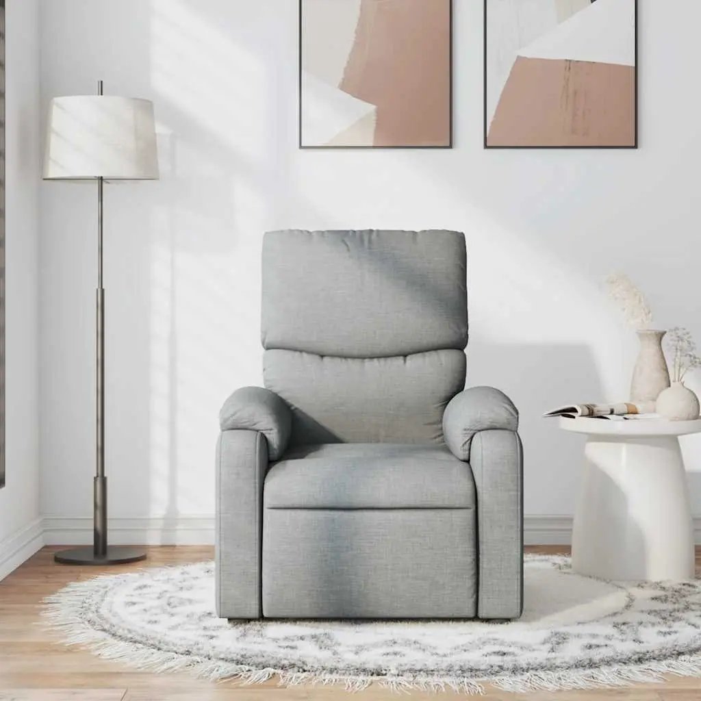 Massage Recliner Chair Manual Reclining Light Grey Fabric Vibration Massage