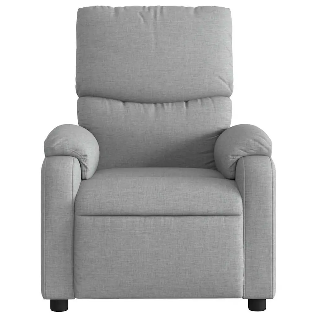Massage Recliner Chair Manual Reclining Light Grey Fabric Vibration Massage