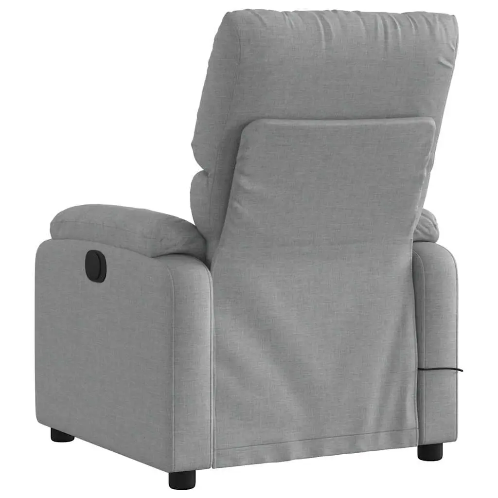 Massage Recliner Chair Manual Reclining Light Grey Fabric Vibration Massage