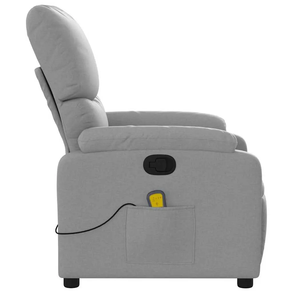Massage Recliner Chair Manual Reclining Light Grey Fabric Vibration Massage