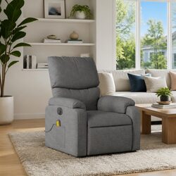 Massage Recliner Chair Dark Grey Fabric Manual Reclining Armchair Vibration