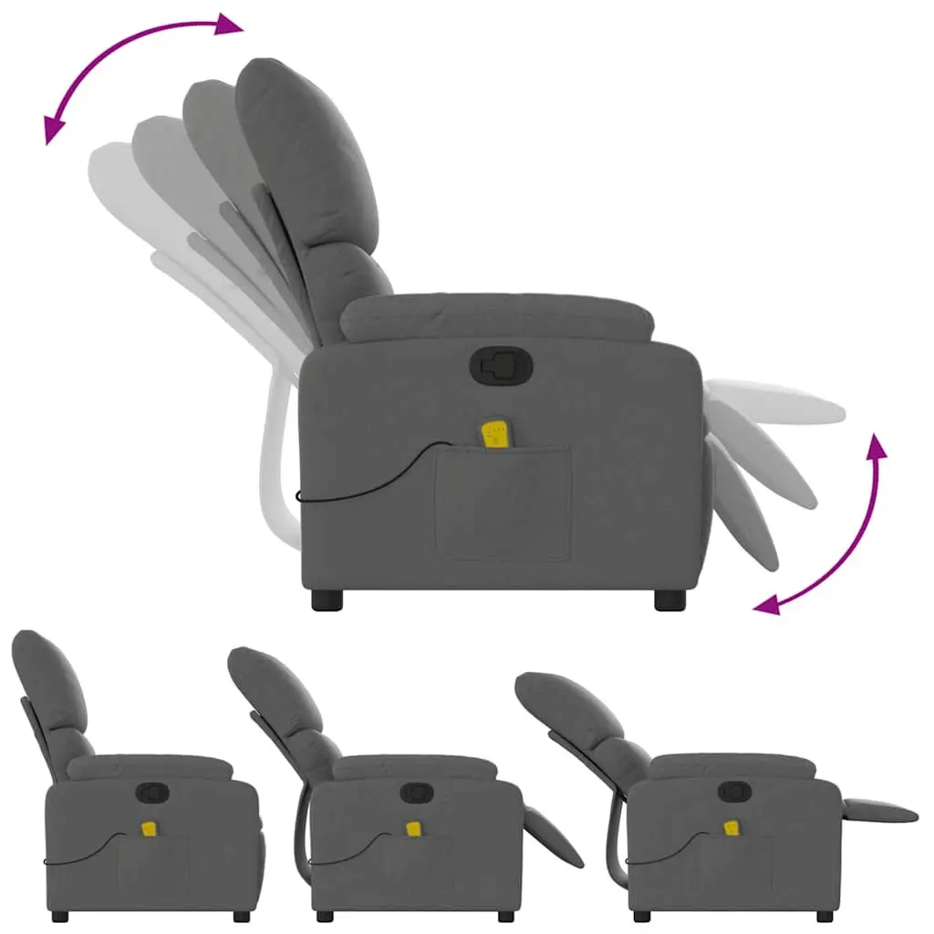 Massage Recliner Chair Manual Reclining Function Vibration Dark Grey Fabric