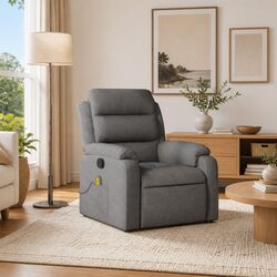 Massage Recliner Chair Grey Fabric Manual Reclining Armchair Vibration 6 Points