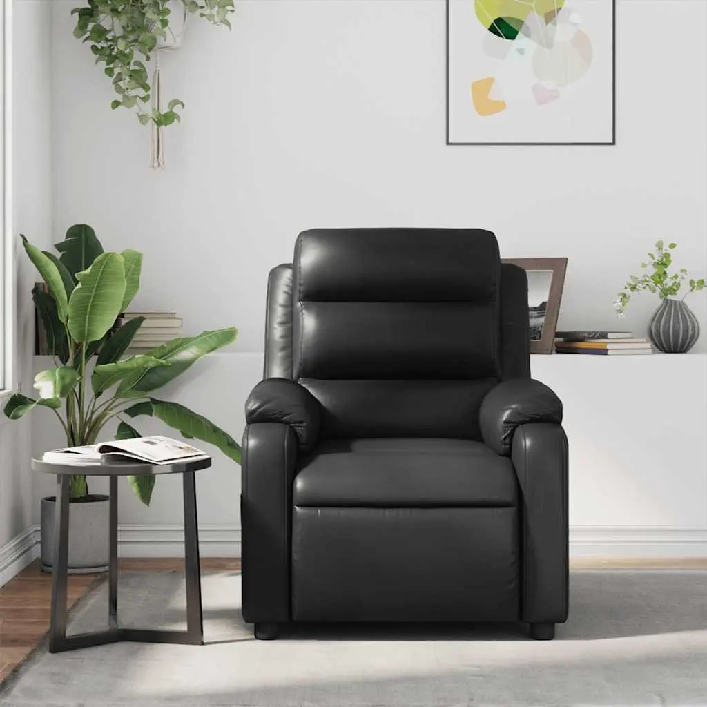 Massage Recliner Chair Manual Reclining Vibration Black Faux Leather