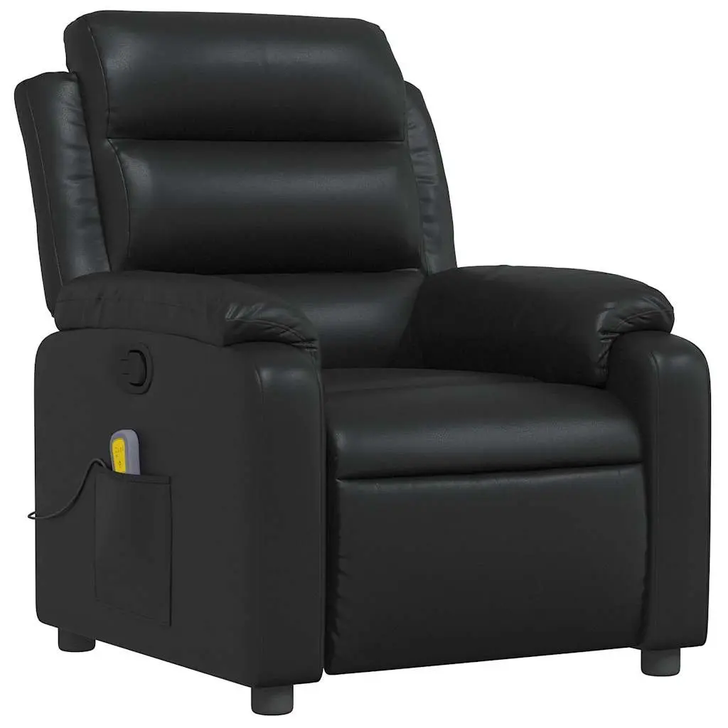 Massage Recliner Chair Manual Reclining Vibration Black Faux Leather