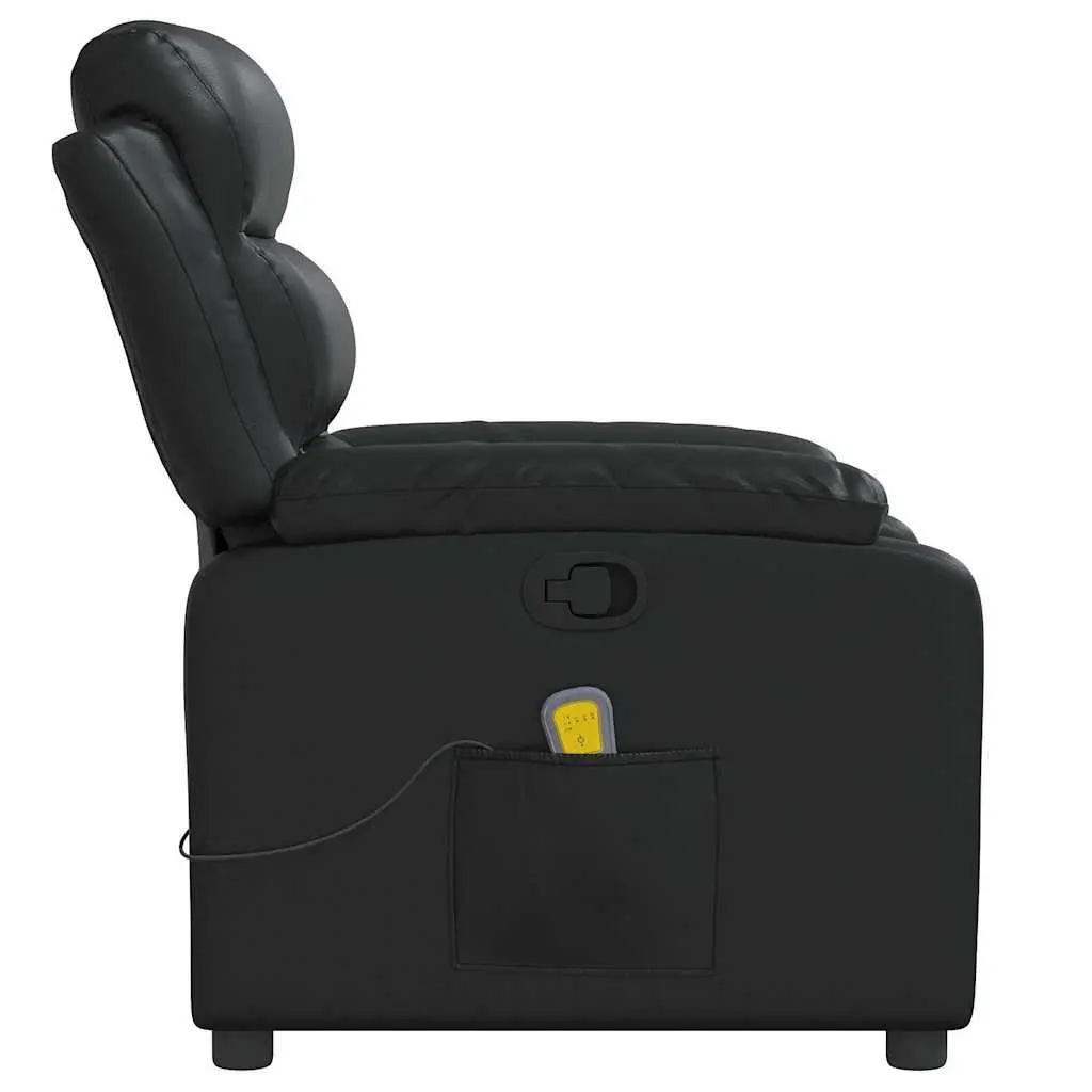 Massage Recliner Chair Manual Reclining Vibration Black Faux Leather