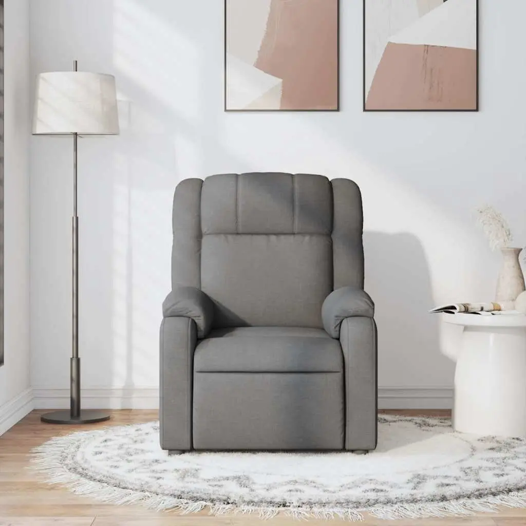 Massage Recliner Chair Manual Recline Vibration 6 Points Dark Grey Fabric