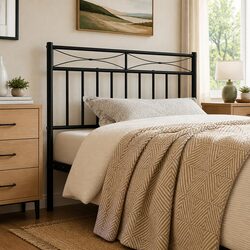 Metal Headboard 90cm Black Bed Frame Head Board Bedroom Furniture Sturdy Steel