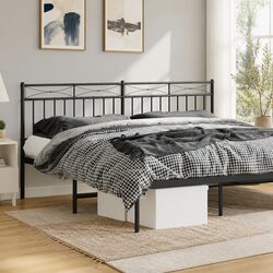 Metal Headboard Black 180cm Bedroom Bed Frame Header Classic Design Support