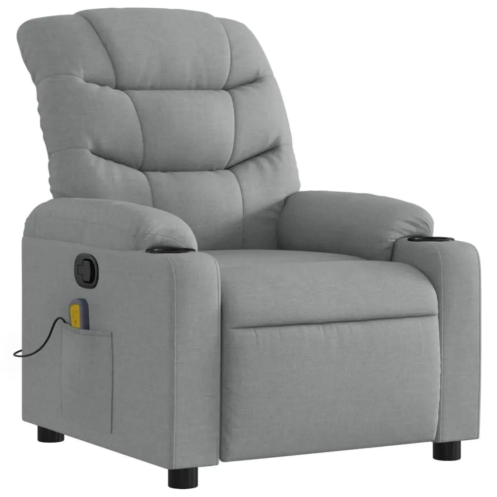 Massage Recliner Chair Manual Reclining Light Grey Fabric with Vibration Massage