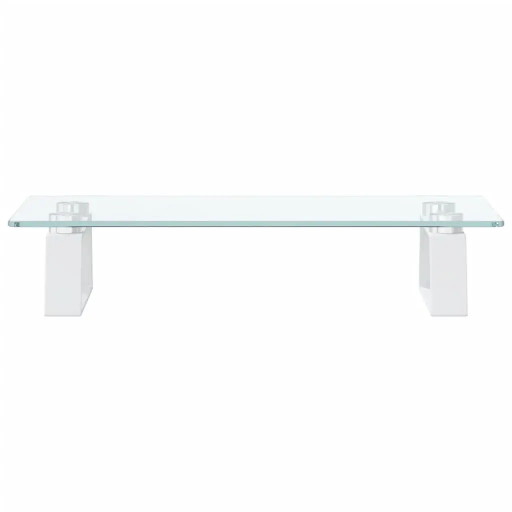 Monitor Stand White Tempered Glass Metal Computer Riser Desk Organiser Storage