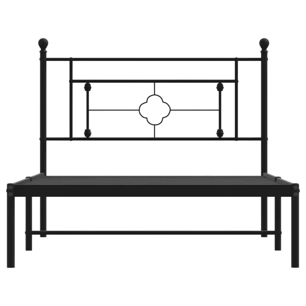 Metal Bed Frame King Single 107x203cm Black Powder-coated Steel with Headboard