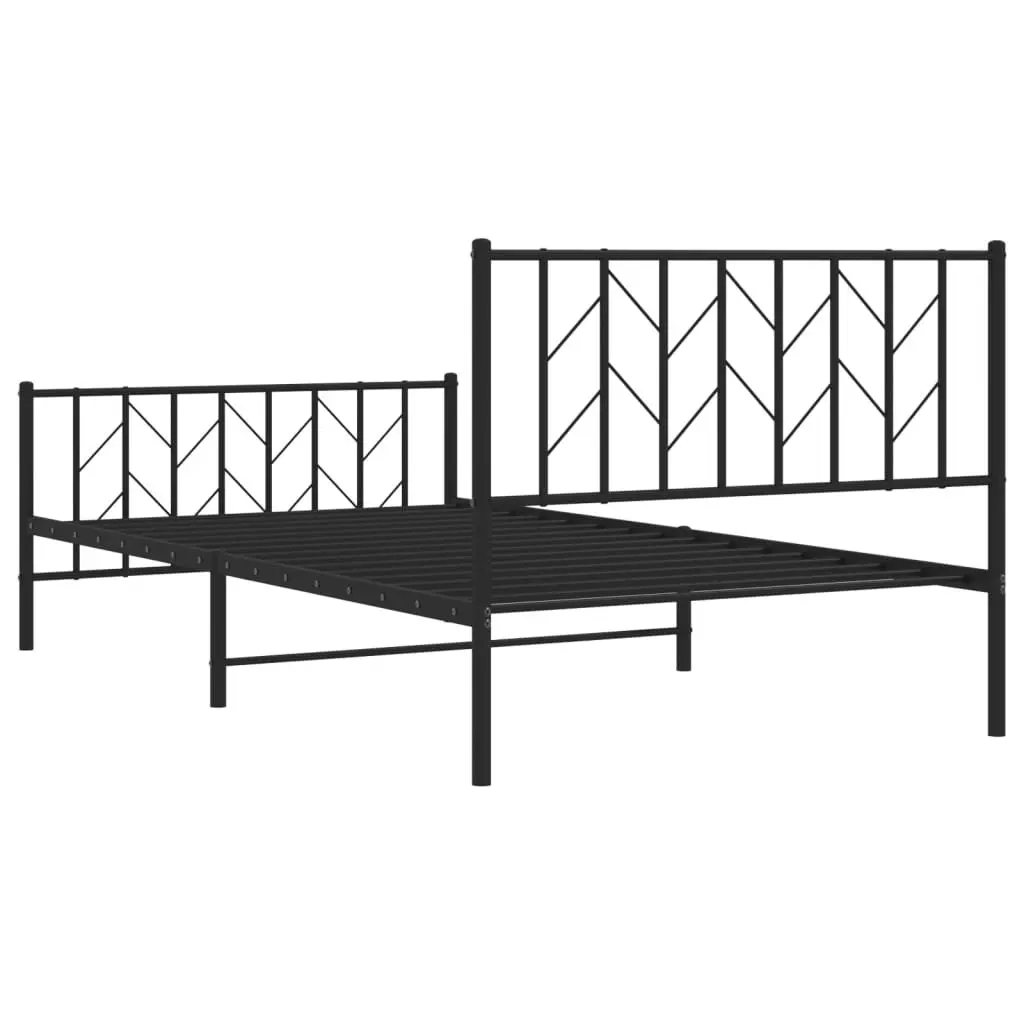 Metal Bed Frame King Single 107x203 cm Powder-coated Steel Storage Black