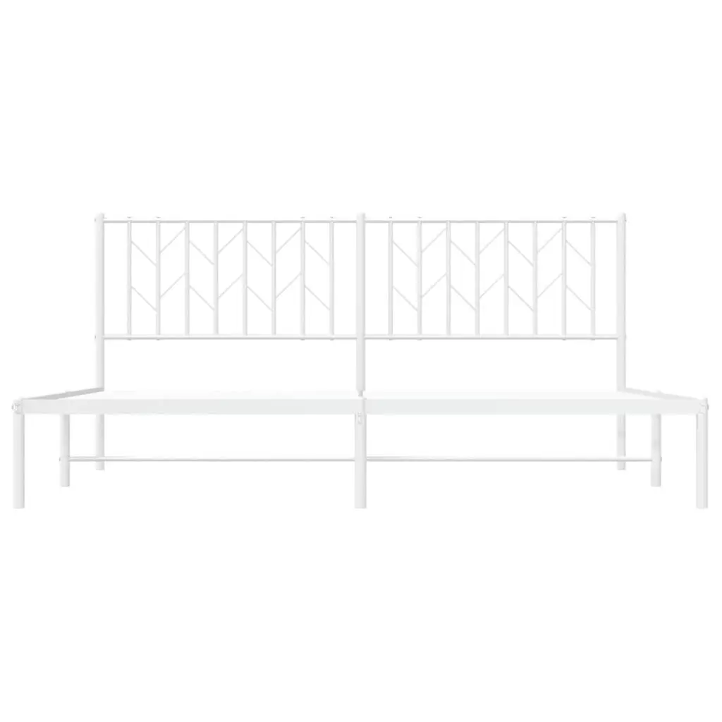 Metal Bed Frame King Steel Slats Headboard Storage White 183x203cm