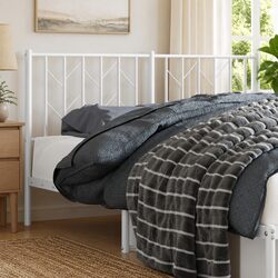 Metal Headboard White 135cm Bed Header Steel Frame Bedroom Furniture