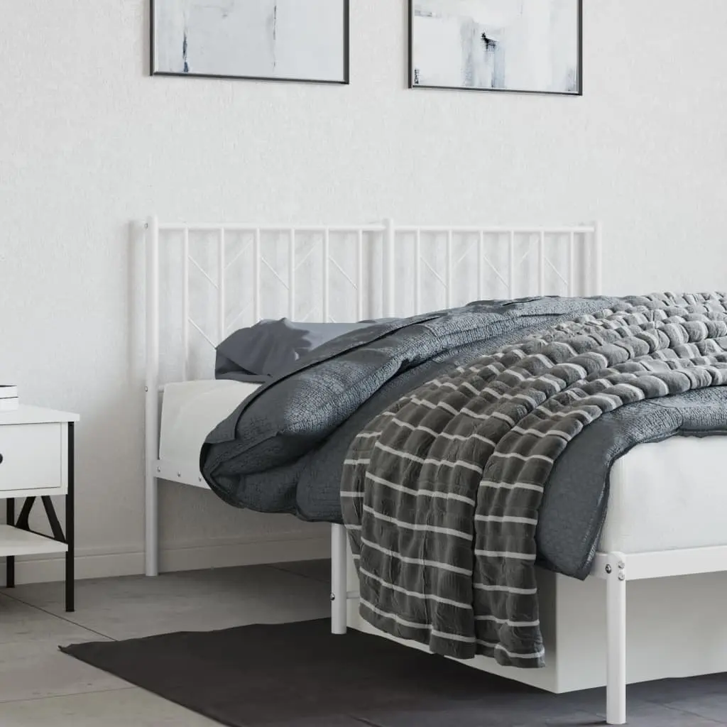 Metal Headboard Steel Frame 135cm White Bedroom Furniture