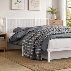 Metal Headboard 180cm White Bed Header Frame Bedroom Furniture