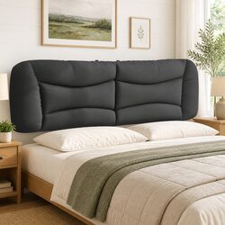Headboard Cushion 180cm Dark Grey Fabric Bed Head Pillow Upholstered Wall Mount