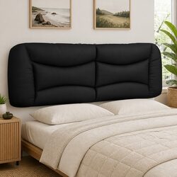 Headboard Cushion Queen Bed Pillow Black Faux Leather Wall Mount 152cm Bedroom