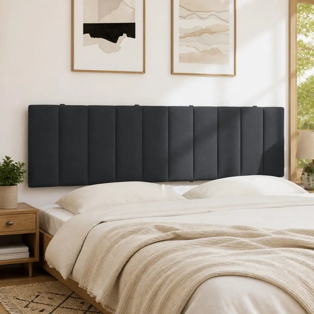 Headboard Cushion Soft Velvet 180cm Dark Grey Wall Mounted Bed Pillow Support