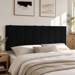 Headboard Cushion Queen Black Velvet Wall Mounted Bed Pillow Upholstered Support