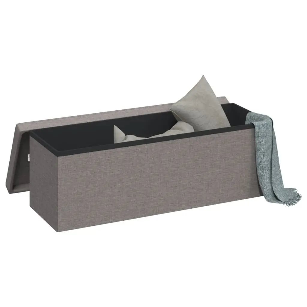 Storage Bench Foldable Grey Upholstered Seat Box