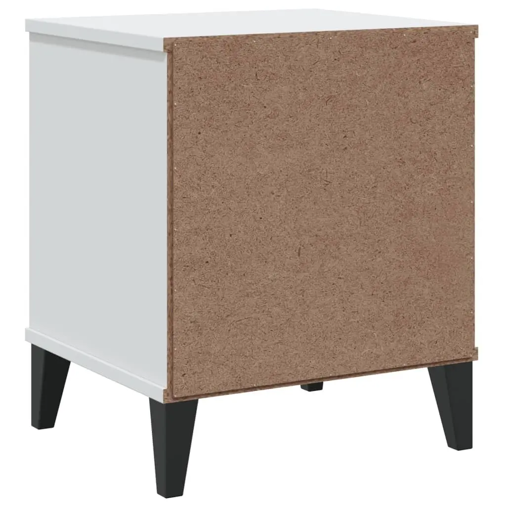 Bedside Cabinet White Engineered Wood Nightstand Storage Table