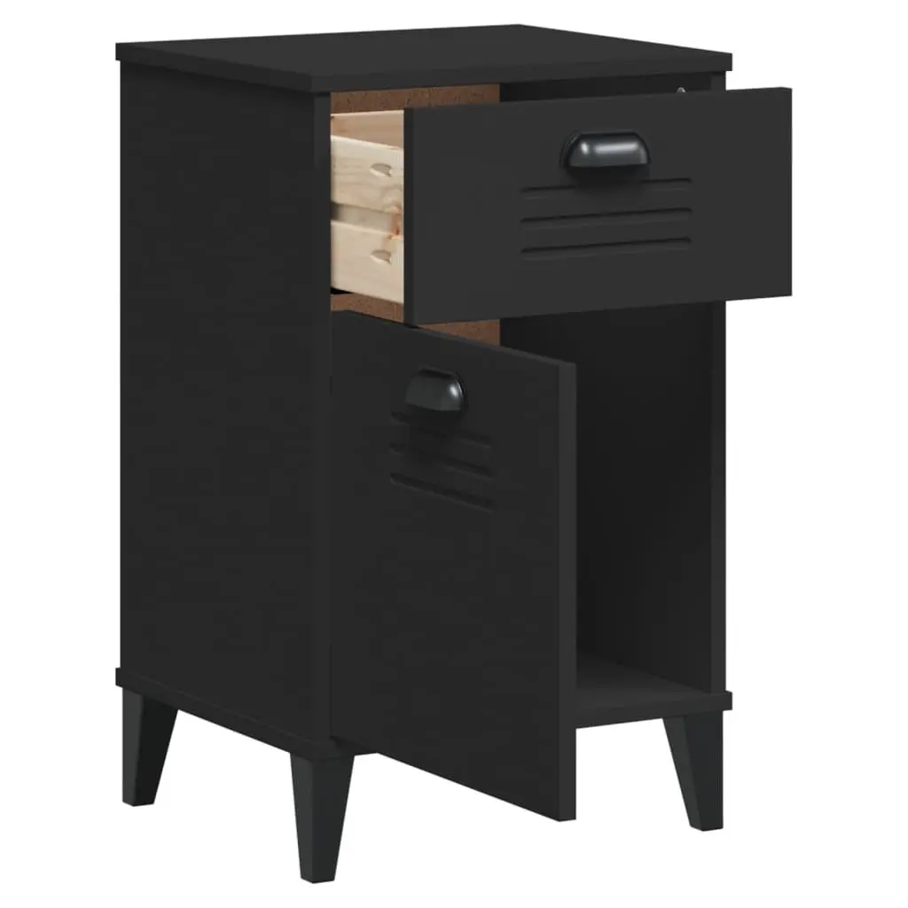 Bedside Cabinet Engineered Wood Storage Table Black