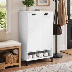 Shoe Cabinet White Engineered Wood Storage Organiser Furniture Home Decor