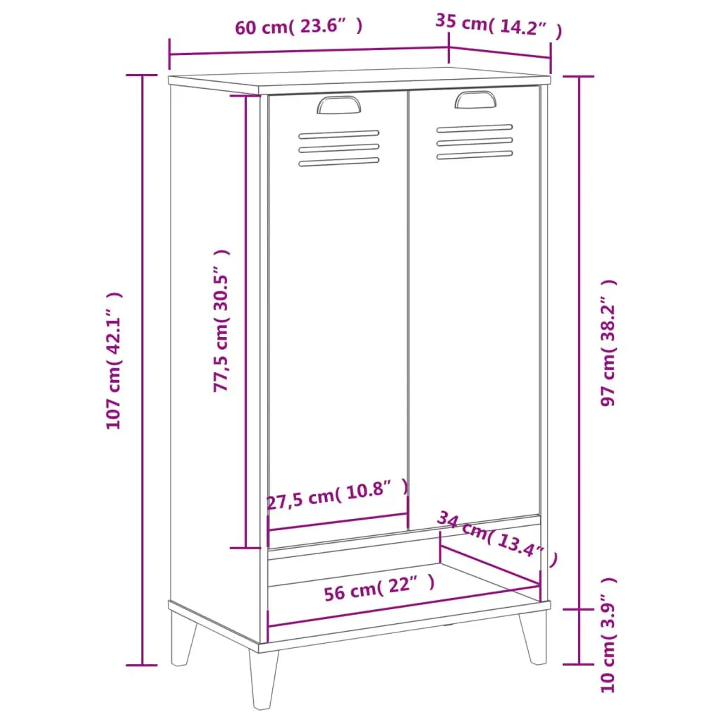 Shoe Cabinet Anthracite Grey Storage Organiser Engineered Wood Unit