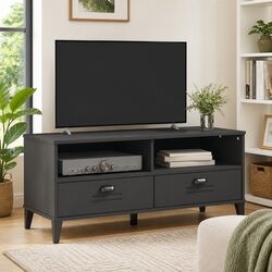 TV Cabinet Anthracite Grey Engineered Wood Media Storage Unit Sideboard Display
