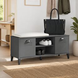 Shoe Bench Anthracite Grey Engineered Wood Storage Rack Organiser Entryway