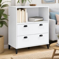 Bookcase White 80x40x90 cm Industrial Design Storage Shelving Unit Engineered