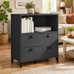 Bookcase Industrial Design Anthracite Grey Storage Shelves Cabinet Engineered