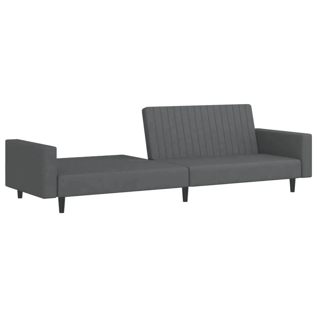 Convertible Sofa Bed 2-Seater Grey Velvet Day Bed