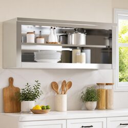 Stainless Steel Kitchen Wall Cabinet with Shelf Food Storage Commercial