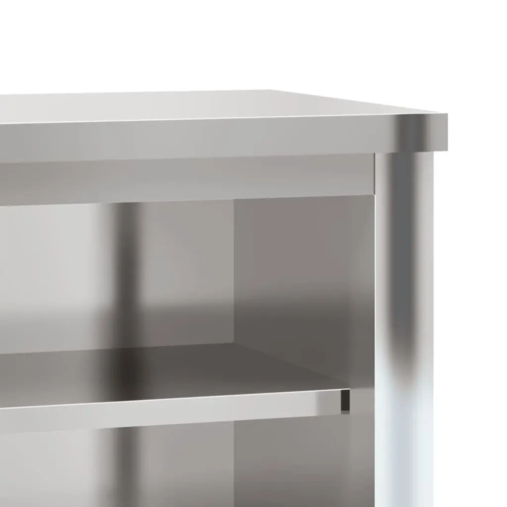 Stainless Steel Kitchen Wall Cabinet with Shelves for Food Storage Silver
